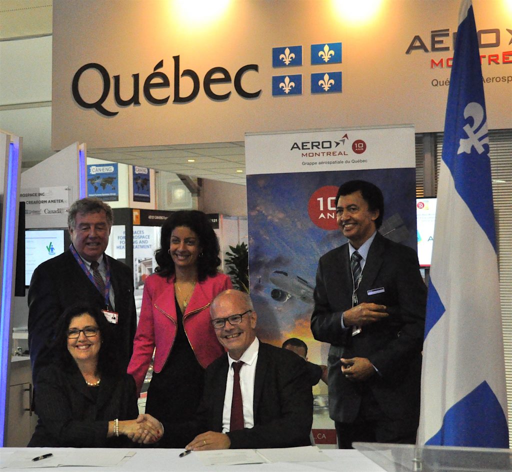 Signature d'un accord entre AeroMontreal et Aerospace Valley FIA 2016 - crédit : C. Bruneau pour Aerospatium