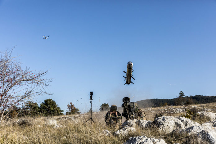 MMP firing operations on Sherpa and Sabre vehicule. Canjuers military camp, France. November 4th 2020. © Laurent Guichardon/MBDA MMP Mini-drone MBDA