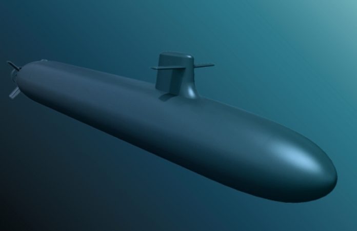 vue-d-artiste-d-un-sous-marin-nucleaire-lanceur-d-engins-de-3e-generation SNLE 3G Dissuasion sous-marins