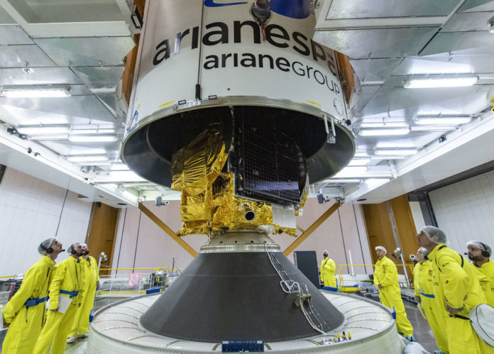 The_Konnect_satellite_is_placed_within_the_fairing-e1578931098127 Ariane 5 Arianespace