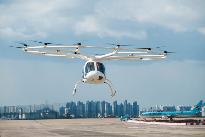 Volocopter 2X takes flight at Gimpo Airport during MOLIT K-UAM Event, Republic of Korea Volocopter Corée eVTOL